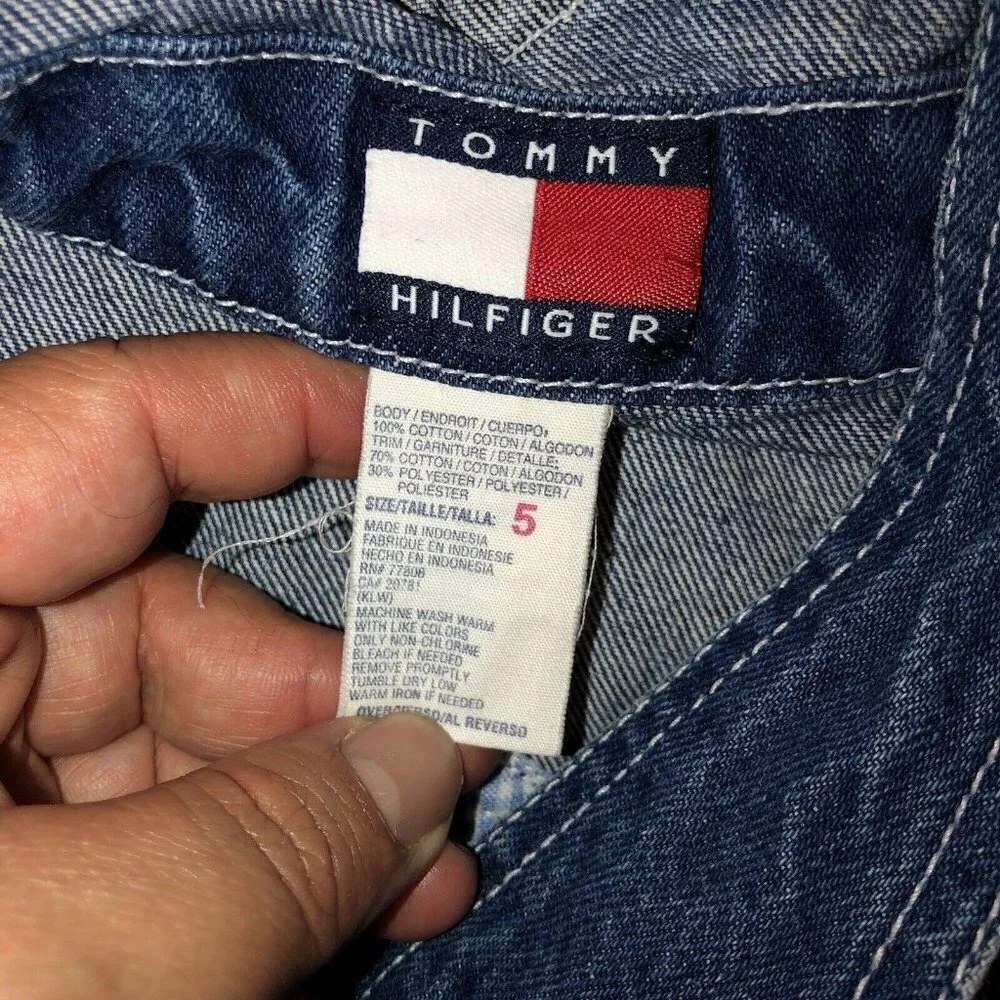HOST PICK Vintage TOMMY Girls Denim Overall Bib Dress Sz 5